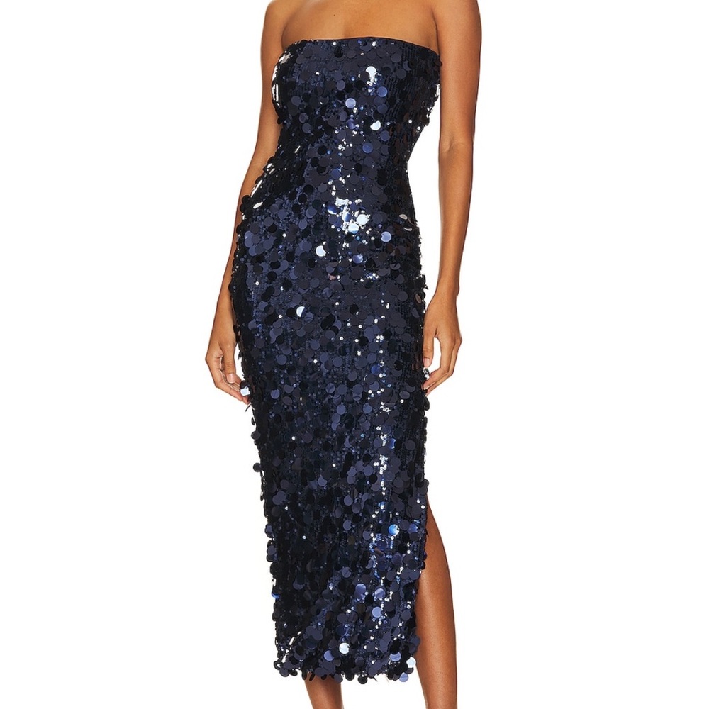 Revolve Runaway The Label Blue Sequin Detail Dress
